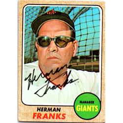725474 Herman Franks Autographed San Francisco Giants 1968 Topps No.267 Baseball Card