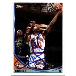 725618 Greg Anthony Autographed New York Knicks, SC 1993 Topps No.375 Basketball Card