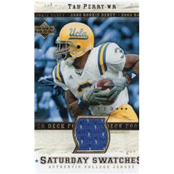 725750 Tab Perry Player Worn Jersey Patch UCLA Bruins 2005 Upper Deck Rookie Debut Saturday Swatches No.SATP Football Card