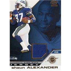 725765 Shaun Alexander Player Worn Jersey Patch Seattle Seahawks 2002 Pacific No.43 Football Card