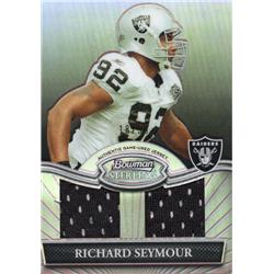725854 Richard Seymour Player Worn Jersey Patch Oakland Raiders 2010 Bowman Sterling No.BSRDRRS Football Card