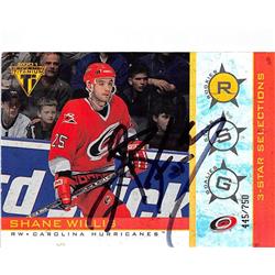 726019 Shane Willis Autographed Carolina Hurricanes 2001 Pacific Titanium No.21 Refractor Hockey Card