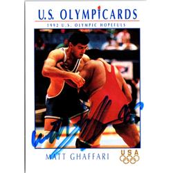 726077 Matt Ghaffari Autographed Wrestler USA Gold, SC 1992 Impel Olypicards No.104 Trading Card -  Autograph Warehouse