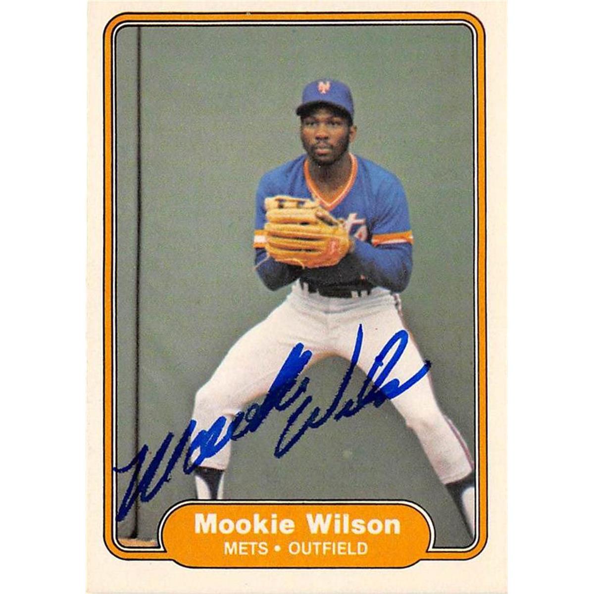 108986 Mookie Wilson Autographed New York Mets 1982 Fleer No.542 Baseball Card