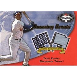 Picture of Autograph Warehouse 654525 Torii Hunter Player Worn Jersey Patch Minnesota Twins 2002 Fleer Amazing Greats No.TH Baseball Card