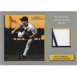 664677 Roy Oswalt Player Worn Jersey Patch Houston Astros 2006 Topps Turkey Red No.TRRRO Pinstripe Baseball Card