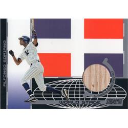 664767 Alfonso Soriano Player Used Bat Patch New York Yankees 2002 Topps Stadium World Stage No.WSAS Baseball Card