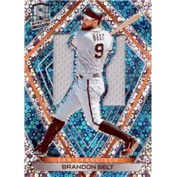 664826 Brandon Belt Player Worn Jersey Patch San Francisco Giants 2020 Panini Chronicles Spectra Prizm Refractor No.4 LE 48-99 Baseball Card