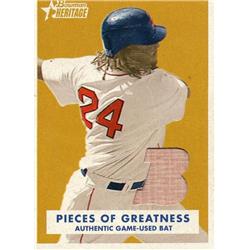 664856 Manny Ramirez Player Used Bat Patch Boston Red Sox 2006 Bowman Heritage Pieces of Greatness No.PGMR Baseball Card