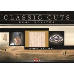 664875 Paul Molitor Player Used Bat Patch Milwaukee Brewers 2002 Fleer Classic Cuts No.PMB Baseball Card