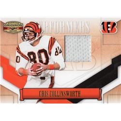 664887 Cris Collinsworth Player Worn Jersey Patch Cincinnati Bengals 2008 Donruss Gridiron Gear Performers No.P21 LE 37-150 Football Card
