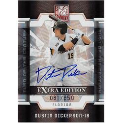 Dustin Dickerson Autographed University Baylor Bears Marlins 2009 Donruss Elite Extra Edition Rookie Refractor No.45 LE 81 of 650 Baseball Card