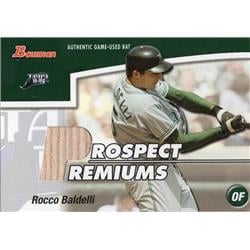 724408 Rocco Baldelli Player Used Bat Patch Tampa Bay Rays 2003 Bowman Prospect Premiums No.PPRB Baseball Card