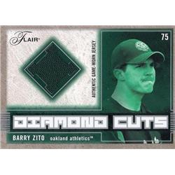724453 Barry Zito Player Worn Jersey Patch Oakland Athletics 2003 Fleer Flair Diamond Cuts No.DCBZ Black Baseball Card