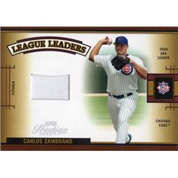 724454 Carlos Zambrano Player Worn Jersey Patch Chicago Cubs 2005 Playoff Prestige League Leaders No.LLS9 LE 47-250 Baseball Card