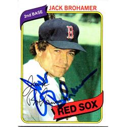724643 Jack Brohamer Autographed Boston Red Sox, SC 1980 Topps No.349 Baseball Card