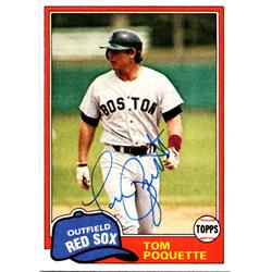724655 Tom Poquette Autographed Boston Red Sox, SC 1981 Topps No.153 Baseball Card