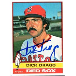 724669 Dick Drago Autographed Boston Red Sox, SC 1976 Topps No.142 Baseball Card