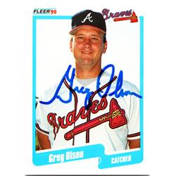724673 Greg Olson Autographed Atlanta Braves, SC 1990 Fleer Update No.U5 Baseball Card