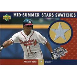 724745 Andruw Jones Player Worn Jersey Patch Atlanta Braves 2002 Upper Deck Star Swatches No.MSAJ Baseball Card