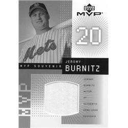 724767 Jeromy Burnitz Player Worn Jersey Patch New York Mets 2002 Upper Deck MVP No.JJB Baseball Card