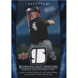 724777 Bartolo Colon Player Worn Jersey Patch Chicago White Sox 2008 Upper Deck Spectrum No.RSBC2 Pinstripe Baseball Card