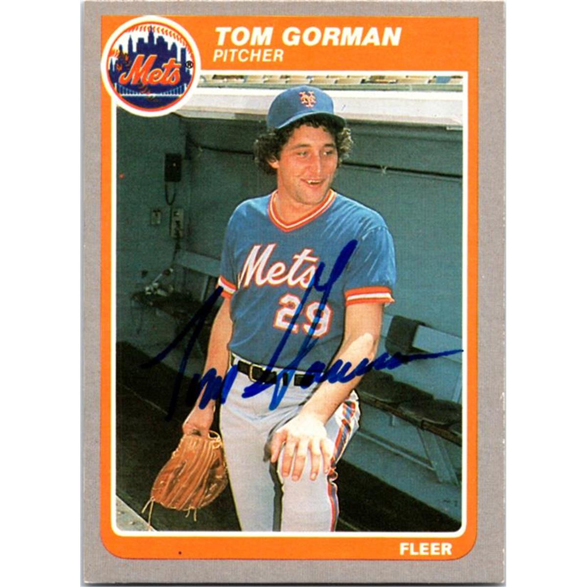 725128 Tom Gorman Autographed New York Mets 1985 Fleer No.83 Baseball Card