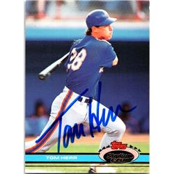 725135 Tom Herr Autographed New York Mets 1991 Topps Stadium Club No.532 Baseball Card