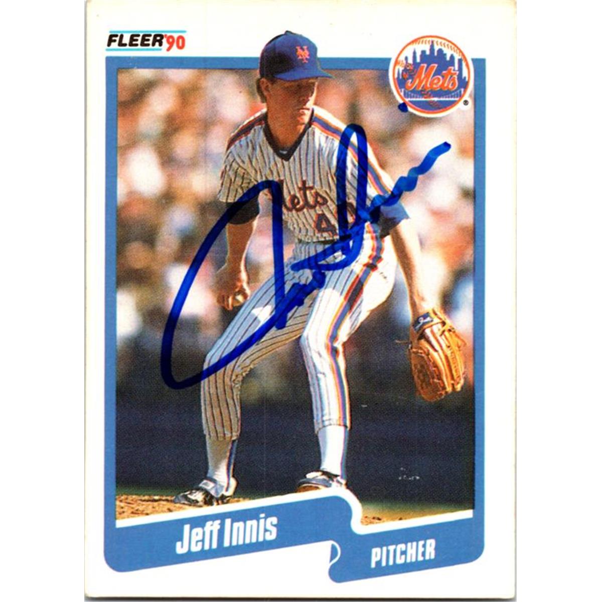 725145 Jeff Innis Autographed New York Mets 1990 Fleer No.206 Baseball Card