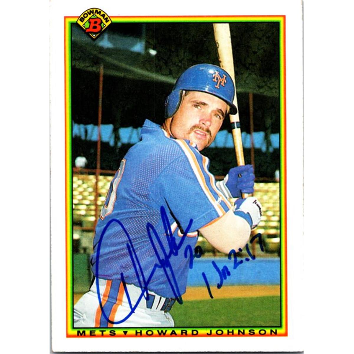 725181 Howard Johnson Autographed New York Mets 1990 Bowman No.133 Baseball Card