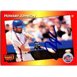 725186 Howard Johnson Autographed New York Mets 1992 Donruss Triple Play No.236 Baseball Card