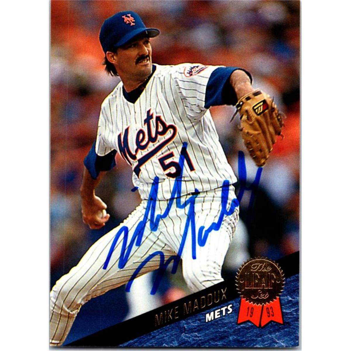 725258 Mike Maddux Autographed New York Mets 1993 Leaf No.305 Baseball Card