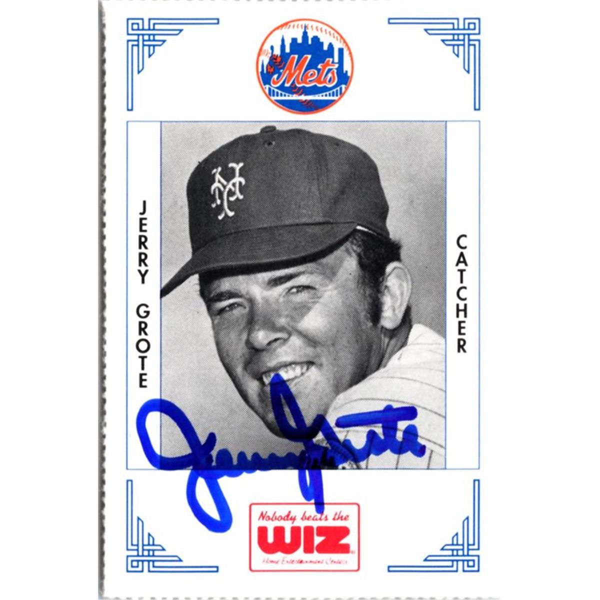 702386 Jerry Grote Signed New York Mets 1991 Wiz Mini No.153 Baseball Card