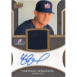 702524 Yasmani Grandal Signed Player Worn Jersey Patch Miami Hurricanes, USA 2009 Upper Deck Rookie No.USAYG LE 380-399 Baseball Card