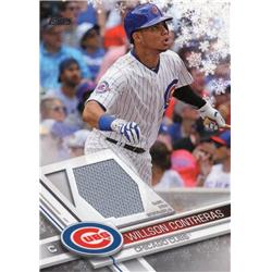 702632 Wilson Contreras Player Worn Jersey Patch Chicago Cubs 2017 Topps Walmart No.RWC Baseball Card