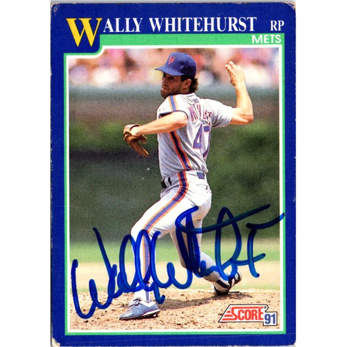 702658 Wally Whitehurst Signed New York Mets 1991 Score No.529 Baseball Card
