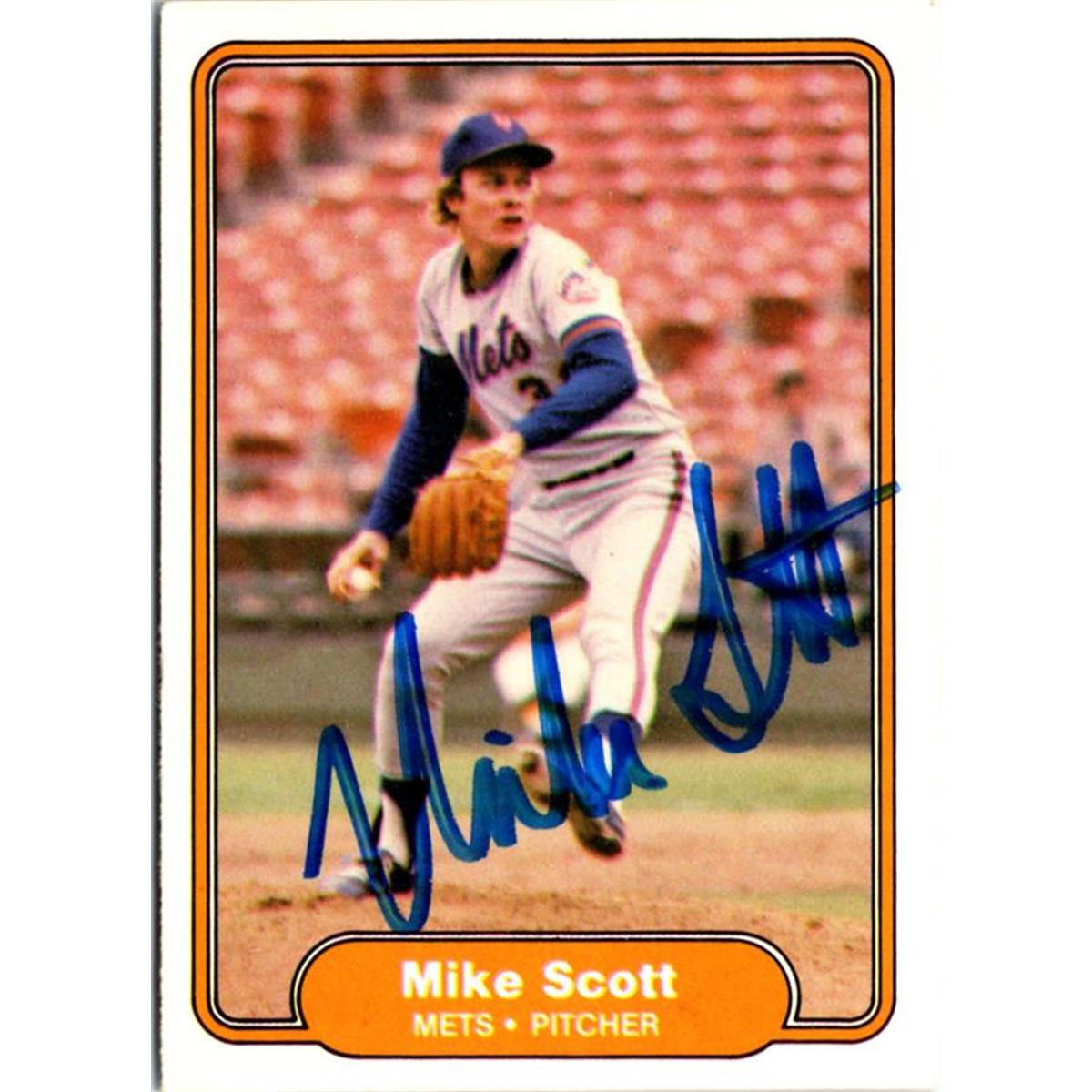 702691 Mike Scott Signed New York Mets 1982 Fleer No.535 Baseball Card