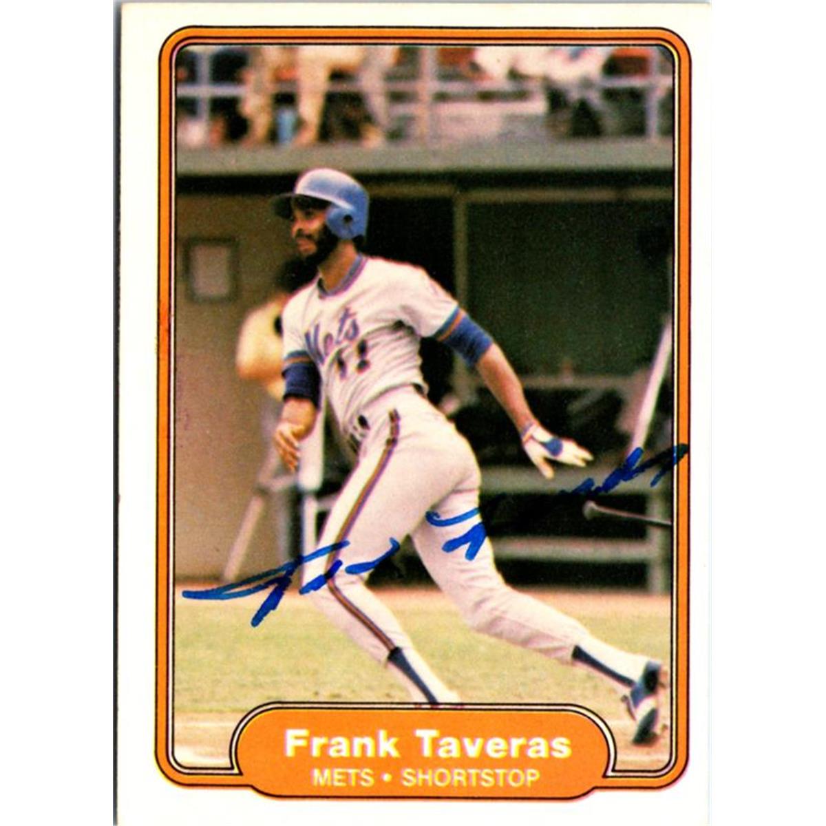 702724 Frank Taveras Signed New York Mets 1982 Fleer No.539 Baseball Card