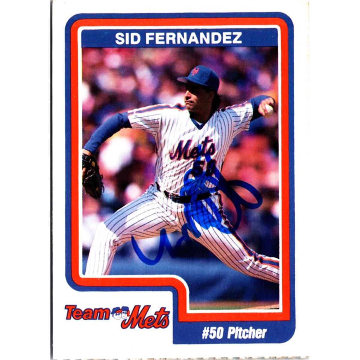 702875 Sid Fernandez Signed New York Mets 1990 Tropicana No.50 Baseball Card