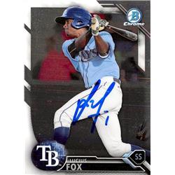 702917 Lucius Fox Signed Tampa Bay Rays, JZ 2016 Bowman Chrome Rookie No.BDC200 Baseball Card