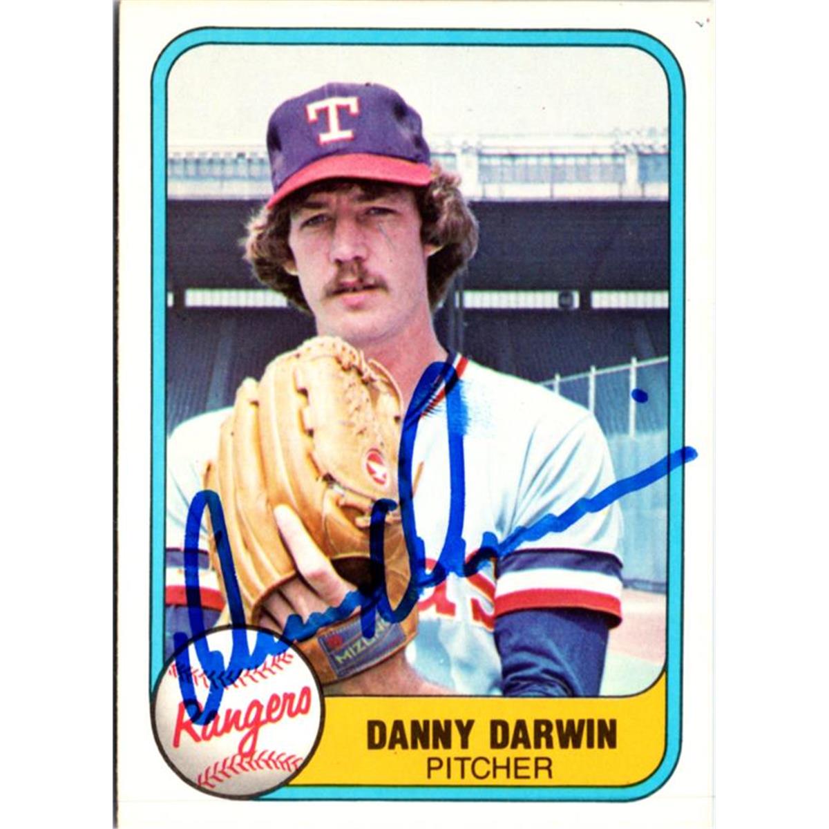 703012 Danny Darwin Signed Texas Rangers, JZ 1981 Fleer No.632 Baseball Card
