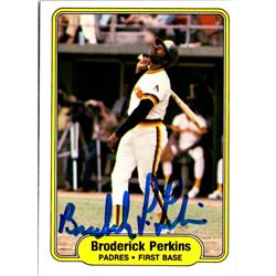 703049 Broderick Perkins Signed San Diego Padres, JZ 1982 Fleer No.579 Baseball Card