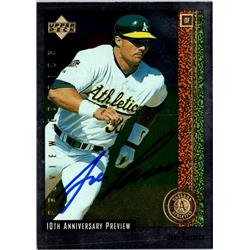 703140 Jose Canseco Signed Oakland Athletics 1997 Upper Deck Preview Edition Foil No.47 Baseball Card