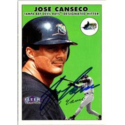 703216 Jose Canseco Signed Tampa Bay Devil Rays 2000 Fleer Tradition No.320 Baseball Card