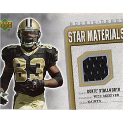 703406 Donte Stallworth Player Worn Jersey Patch New Orleans Saints 2006 Upper Deck Rookie Debut Star Materials No.SMDS Football Card