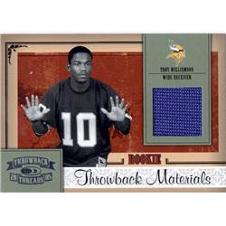 703409 Troy Williamson Player Worn Jersey Patch Minnesota Vikings 2005 Donruss Rookie Throwback Threads No.227 Football Card