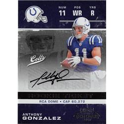 703457 Anthony Gonzalez Signed Indianapolis Colts 2007 Donruss Playoff Contenders Rookie Ticket No.108 Football Card