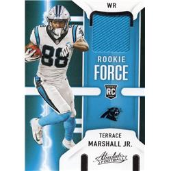 703522 Terrace Marshall Jr. Player Worn Jersey Patch Carolina Panthers 2021 Panini Absolute Rookie Force No.RFTMA Football Card