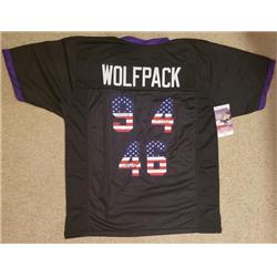 Picture of Autograph Warehouse 713993 Wolfpack Justin Tucker Sam Koch Morgan Cox Signed Ravens Custom Black USA JSA Authenticated Jersey