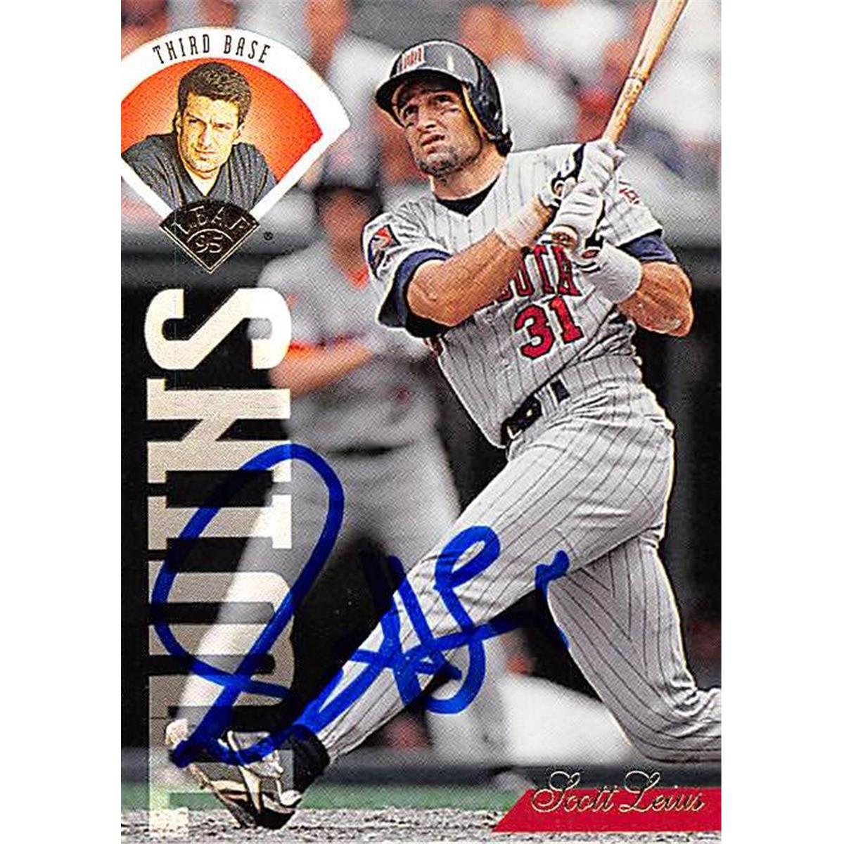 586538 Scott Leius Autographed Minnesota Twins 1995 Leaf No.49 Baseball Card